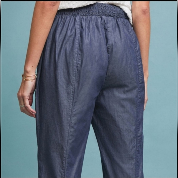Anthropologie Globetrotter Cotton Chambray Joggers - Picture 3 of 16